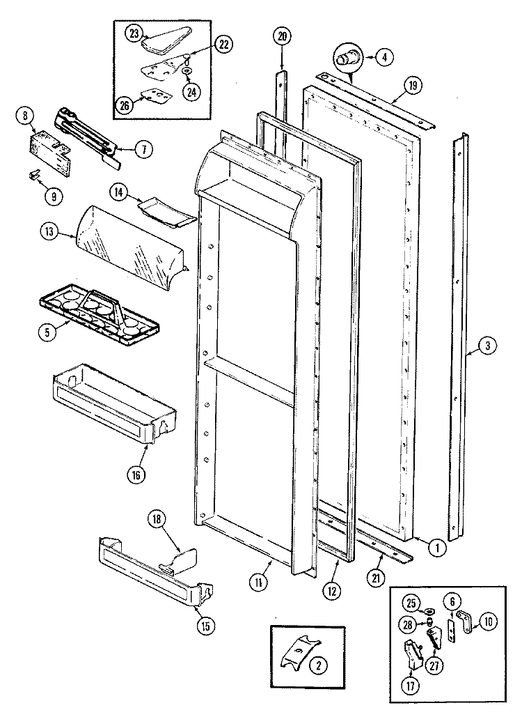 FRESH FOOD DOOR Diagram and Parts List for BS24X9DB  Admiral Refrigerator