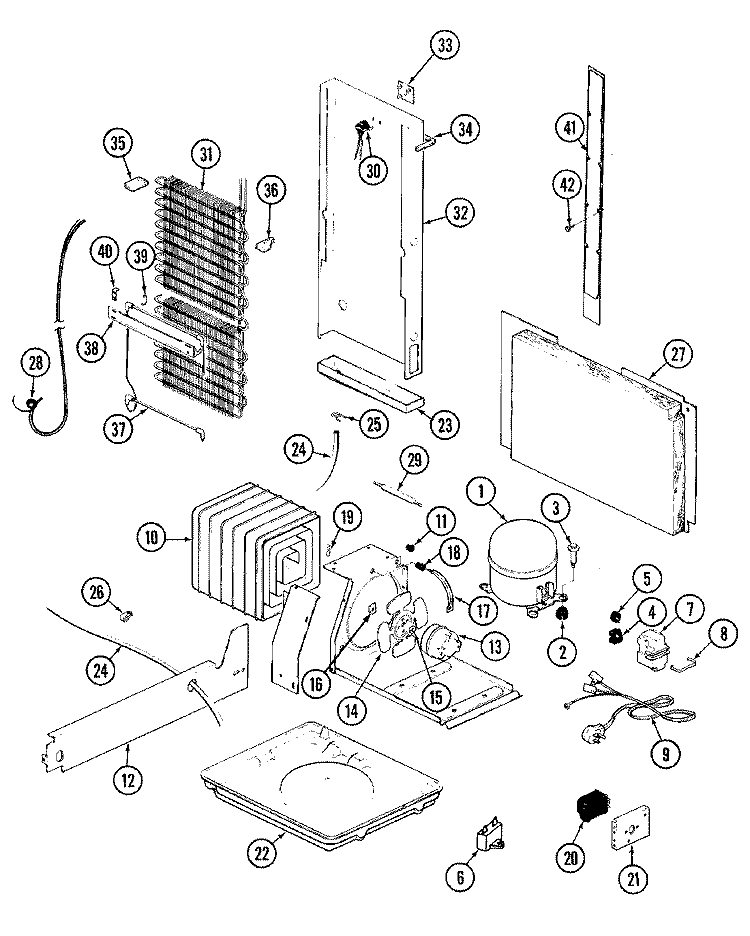 UNIT COMPARTMENT & SYSTEM Diagram and Parts List for RC244PDV DS81A Amana Refrigerator