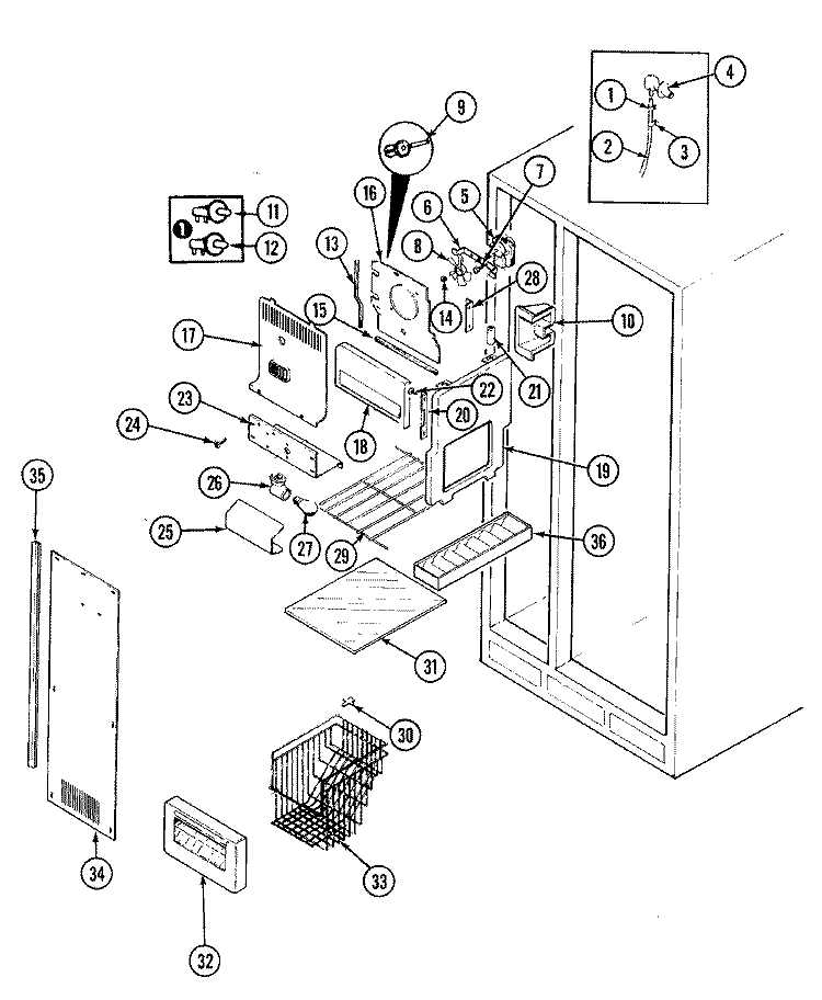 FREEZER COMPARTMENT Diagram and Parts List for RC244PDV DS81A Amana Refrigerator