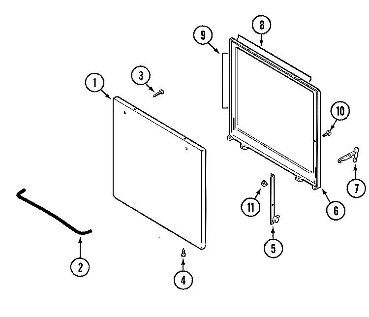 DOOR Diagram and Parts List for 16RB-3B  Magic Chef Range