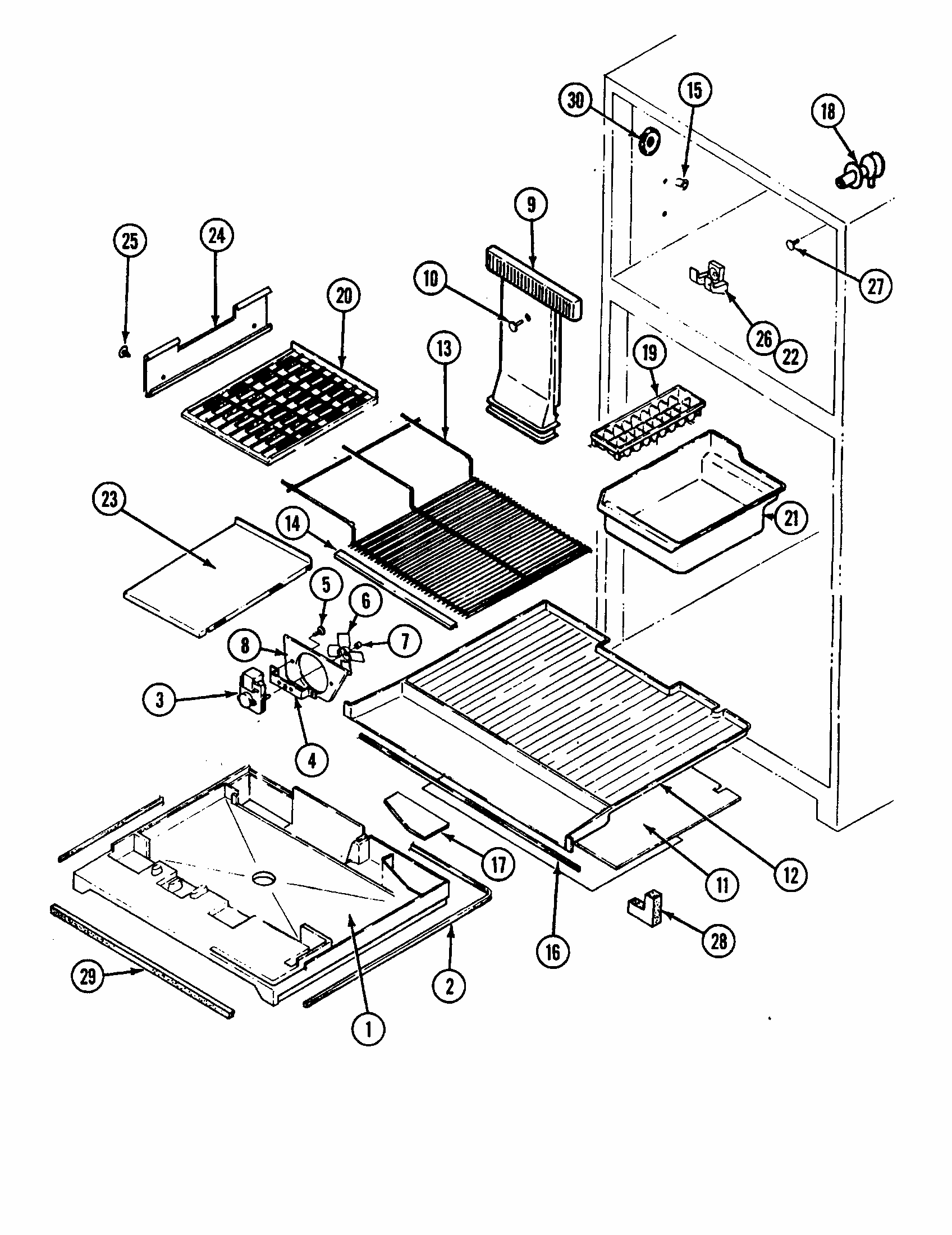 Freezer Diagram and Parts List for RTP1700CAL-DH34A  Maytag Refrigerator