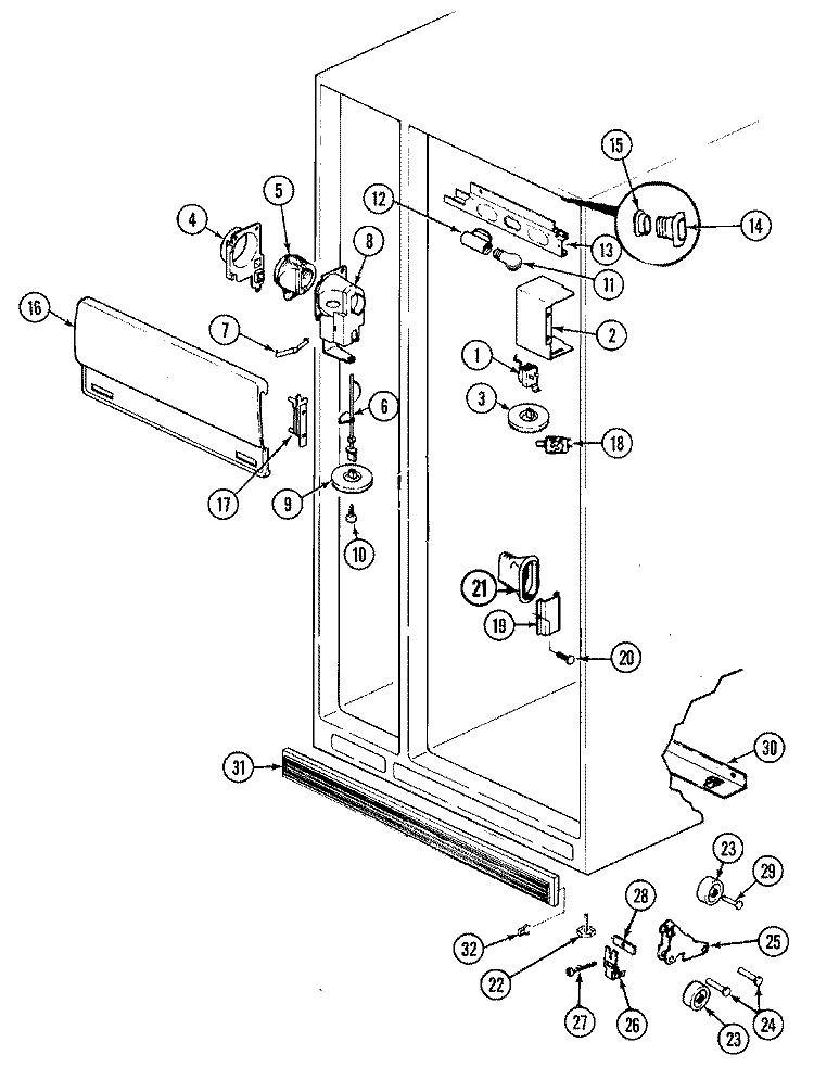 FRESH FOOD COMPARTMENT Diagram and Parts List for GS22X8D3V DP36A Admiral Refrigerator