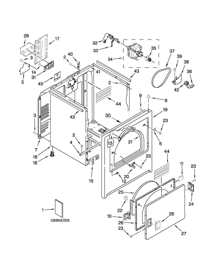 Cabinet Parts Diagram and Parts List for MEDC300BW0  Maytag Dryer
