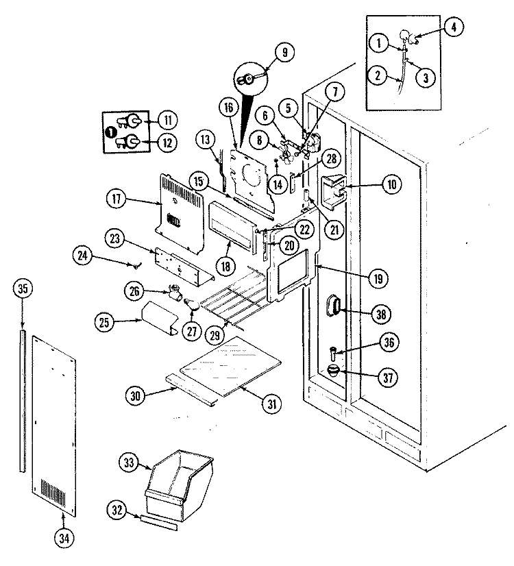 FREEZER COMPARTMENT Diagram and Parts List for GS22X8D3V DP36A Admiral Refrigerator