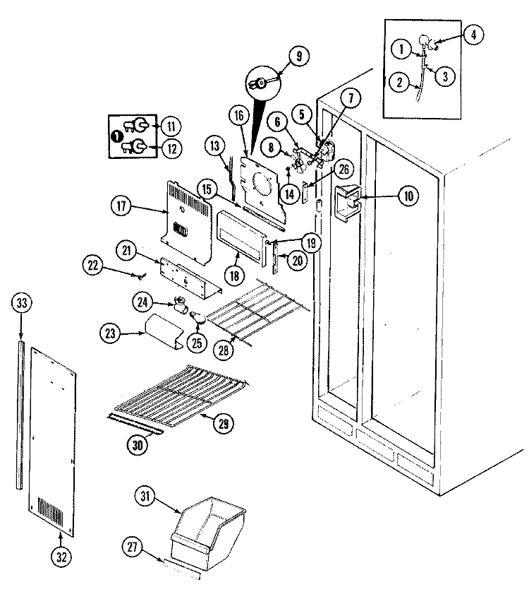FREEZER COMPARTMENT Diagram and Parts List for GS20X8D3V  Admiral Refrigerator