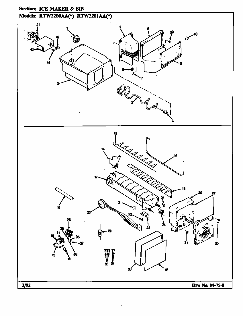Ice Maker & Bin (rtw2200aal/ch89a) (rtw2200aaw/ch89a) (rtw2201aal/ch90a) (rtw2201aaw/ch90a) Diagram and Parts List for RTW2201AAL CH89A Maytag Refrigerator