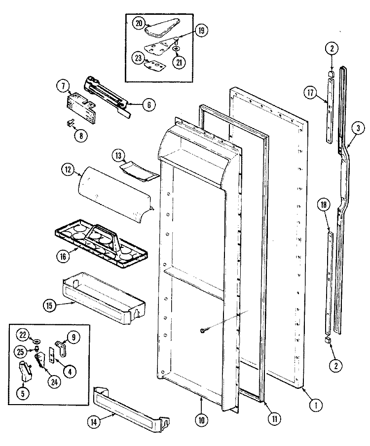 FRESH FOOD DOOR Diagram and Parts List for GS20X8D3V  Admiral Refrigerator