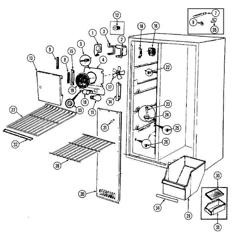 FREEZER COMPARTMENT Diagram and Parts List for RC202PA DS07A Amana Refrigerator