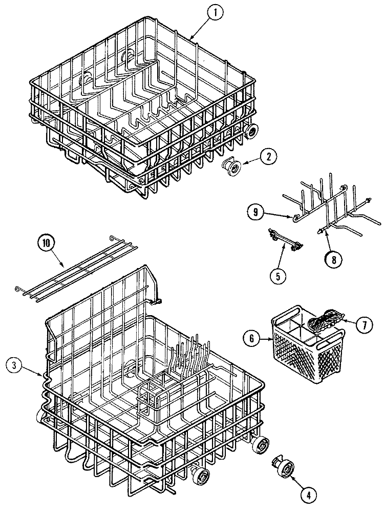 RACKS Diagram and Parts List for DWU8260BBX  Maytag Dishwasher