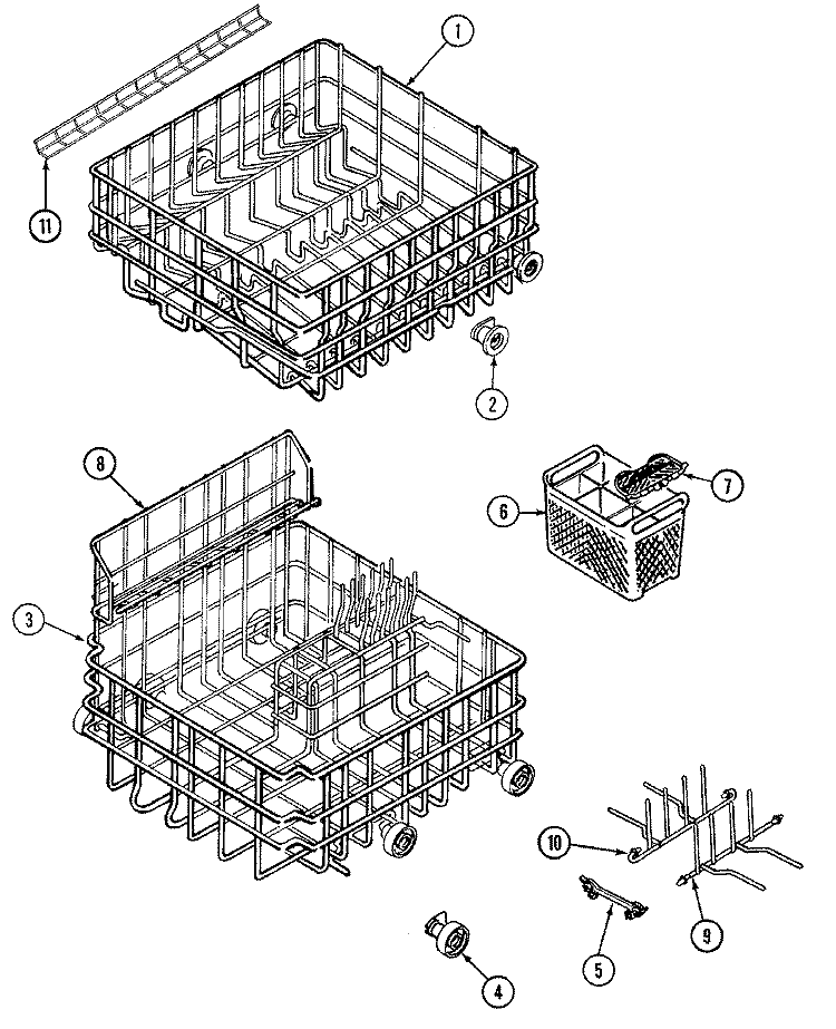 RACKS Diagram and Parts List for DWU8860BAM  Maytag Dishwasher