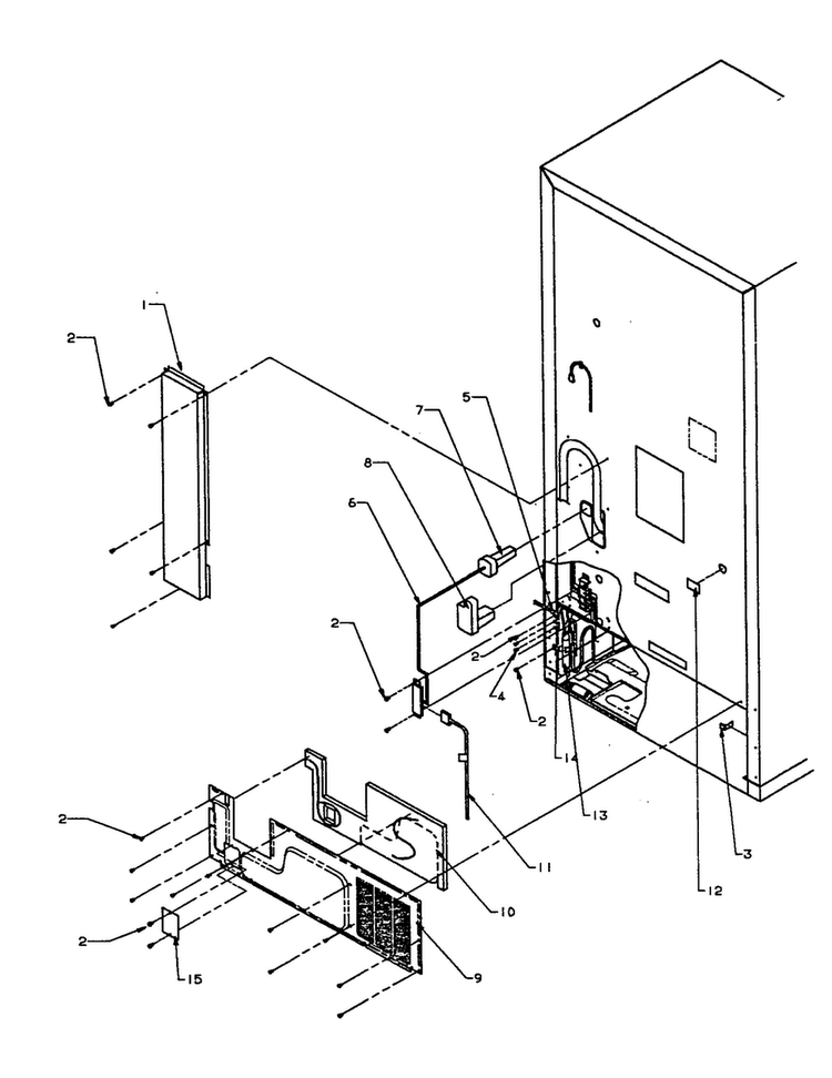 Cabinet Back Diagram and Parts List for BX22A2-P1161606W  Amana Refrigerator