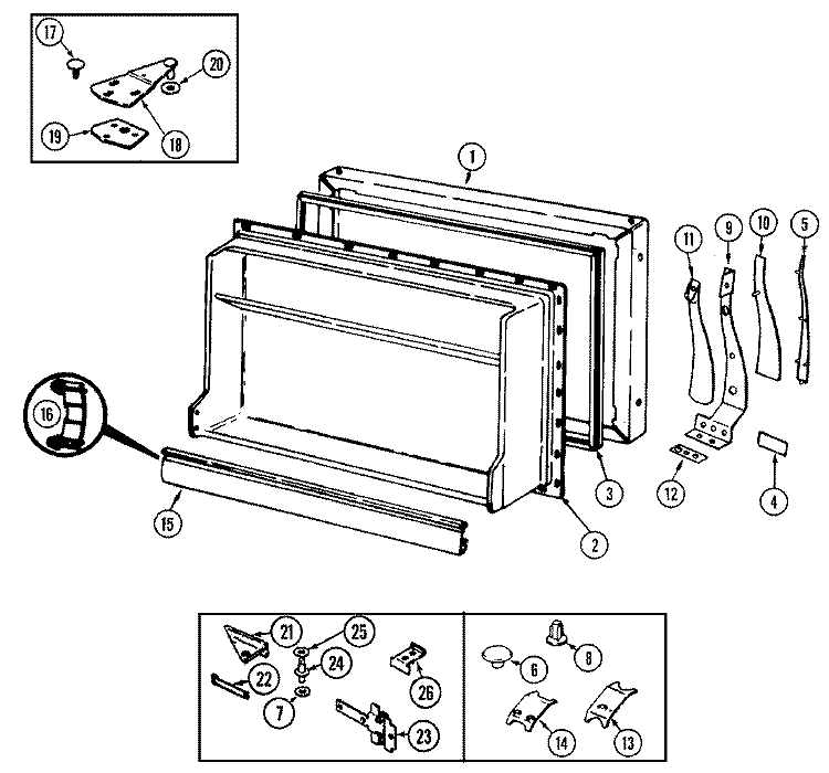 FREEZER DOOR Diagram and Parts List for RB151PA DG03A Magic Chef Refrigerator