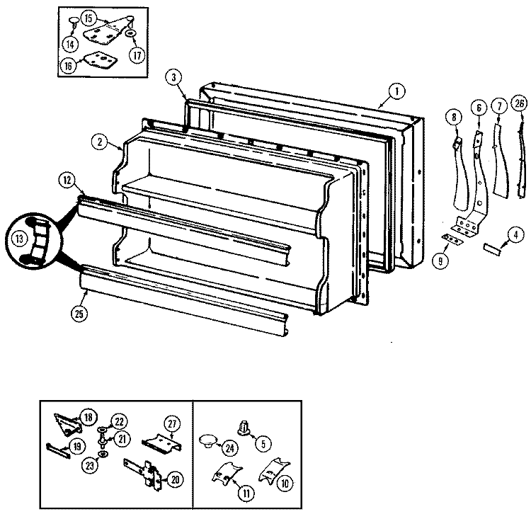 FREEZER DOOR Diagram and Parts List for NT177MA  Norge Refrigerator