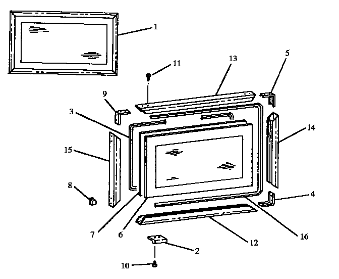 Upper Oven Door Diagram and Parts List for EST3992W P1132643NW Caloric Range