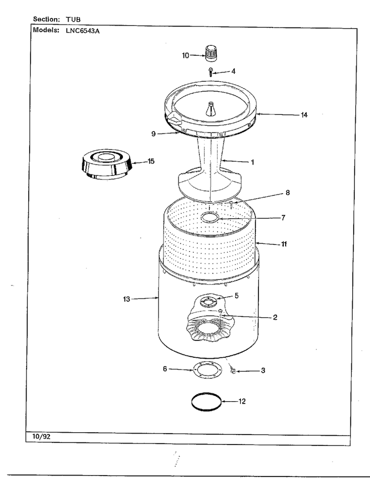 Tub Diagram and Parts List for 6543A  Norge Washer