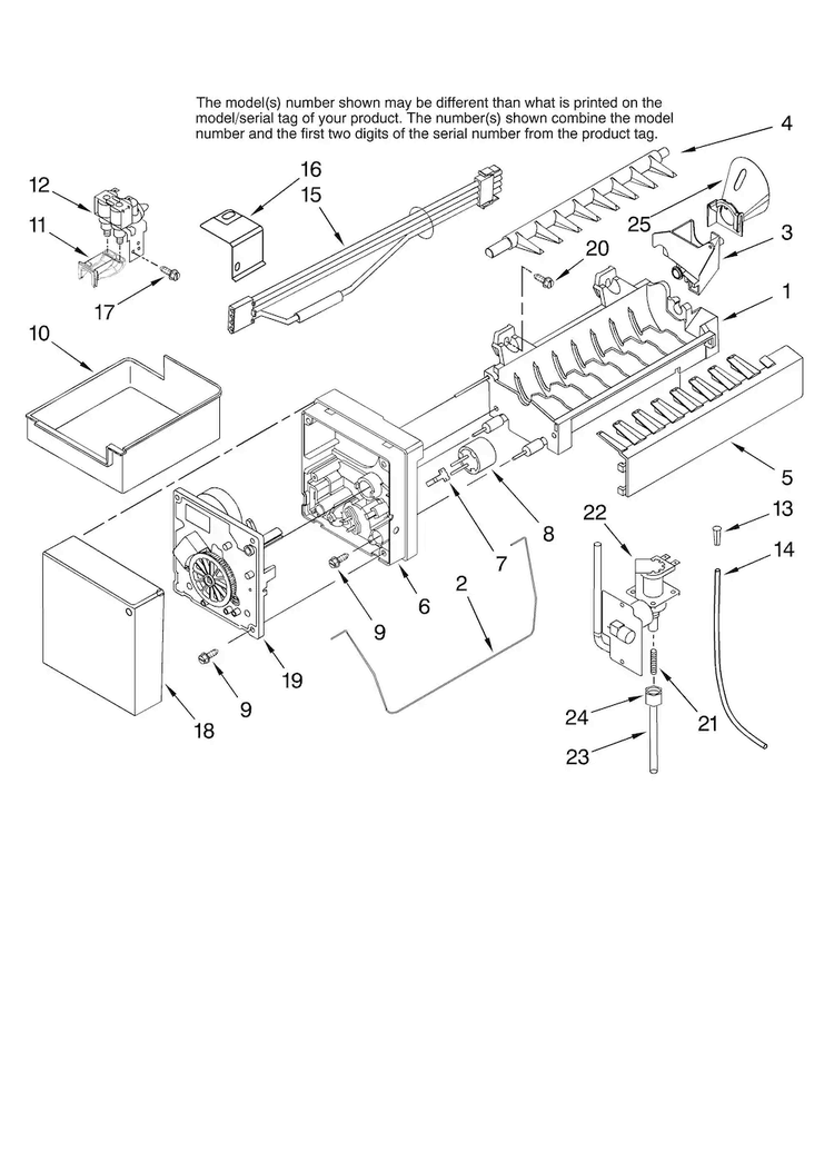 Icemaker Parts, Optional Parts Diagram and Parts List for ABL2533FES12  Amana Refrigerator