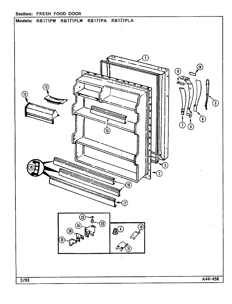 FRESH FOOD DOOR Diagram and Parts List for RB171PLA DG24A Magic Chef Refrigerator