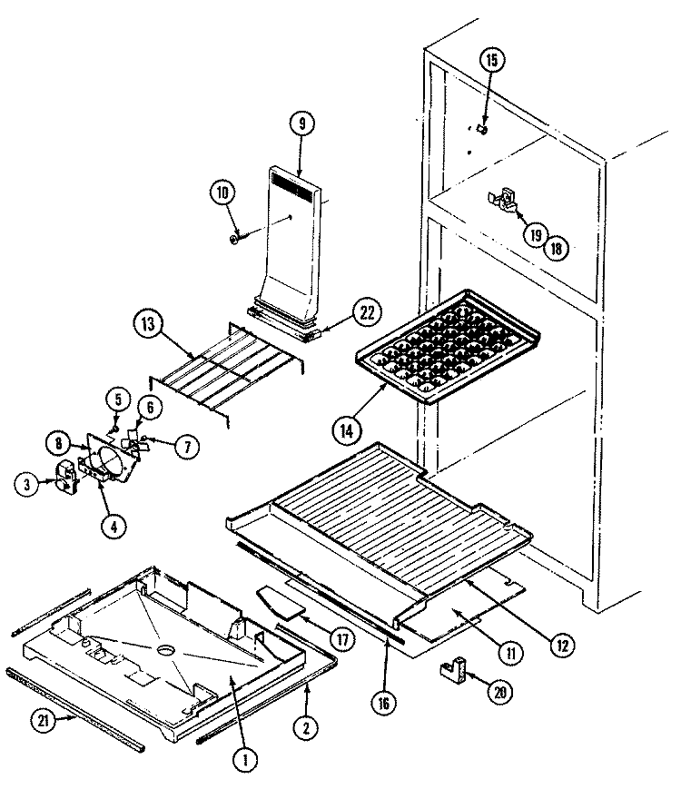 FREEZER COMPARTMENT Diagram and Parts List for GT15X6V  International Refrigerator