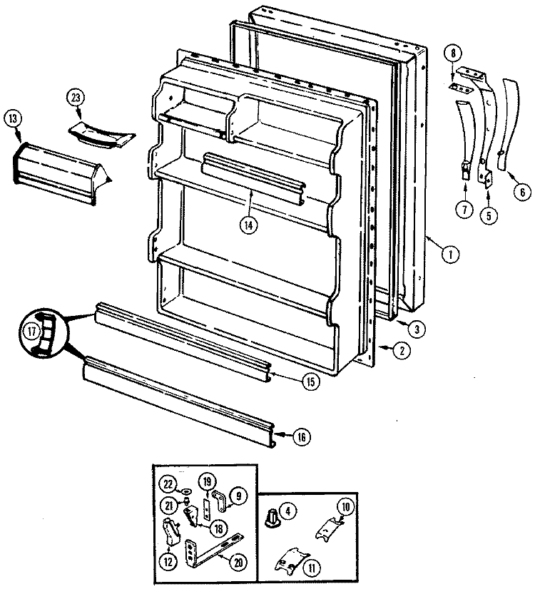 FRESH FOOD DOOR Diagram and Parts List for GT15X6V  International Refrigerator