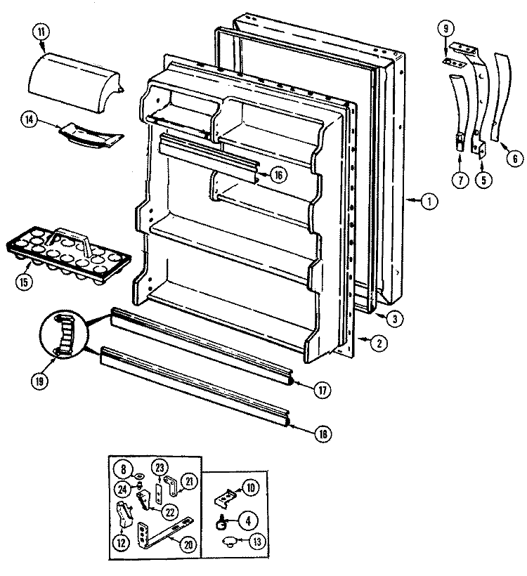 FRESH FOOD DOOR Diagram and Parts List for GT17X93V DF25A International Refrigerator
