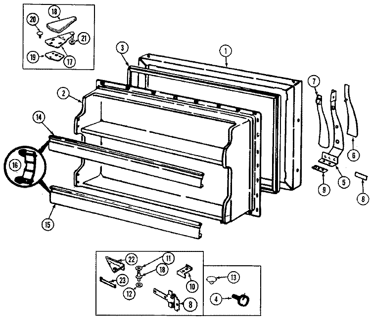 FREEZER DOOR Diagram and Parts List for GT17X93V DF25A International Refrigerator