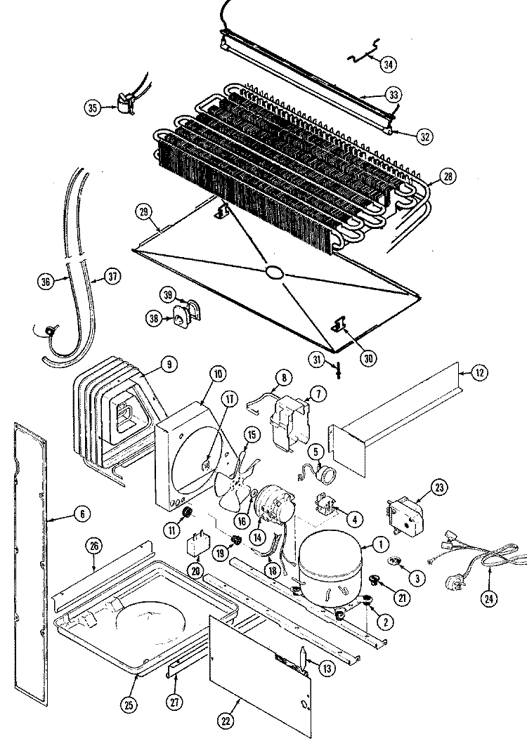 UNIT COMPARTMENT & SYSTEM Diagram and Parts List for GT19X6V  Admiral Refrigerator