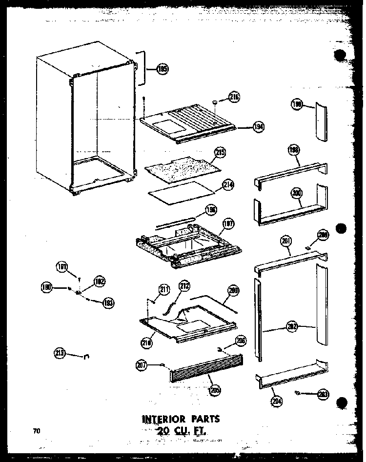 Interior Parts 20 Cu. Ft. Diagram and Parts List for T16N-C-P60236-42WC  Amana Refrigerator