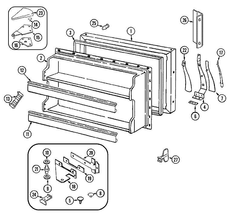 FREEZER DOOR Diagram and Parts List for GT21X93A DF84A Admiral Refrigerator
