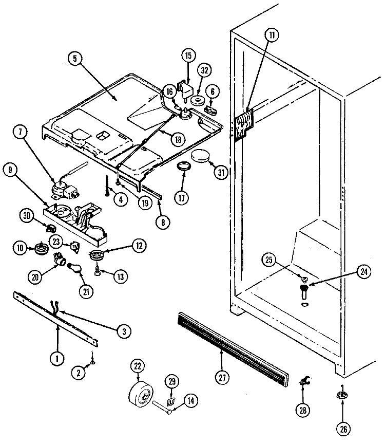 FRESH FOOD COMPARTMENT Diagram and Parts List for CT15Y4W  Crosley Refrigerator