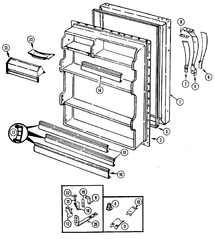 FRESH FOOD DOOR Diagram and Parts List for RB153PV DD01A Magic Chef Refrigerator