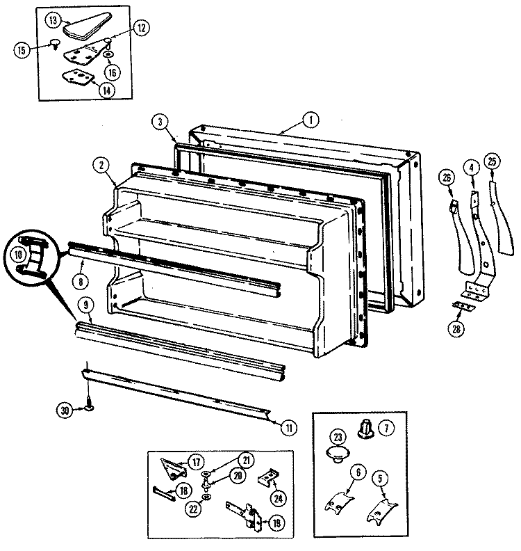 FREEZER DOOR Diagram and Parts List for GT17X7A DC28B International Refrigerator