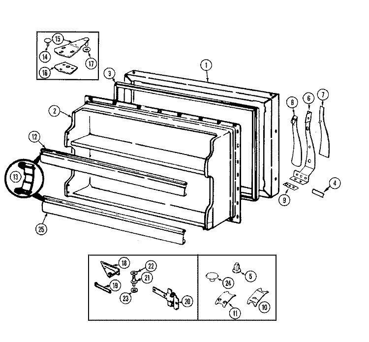FREEZER DOOR Diagram and Parts List for RB171PA  Magic Chef Refrigerator