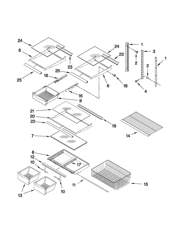 Shelf Parts Diagram and Parts List for ABB2221FEB3  Amana Refrigerator
