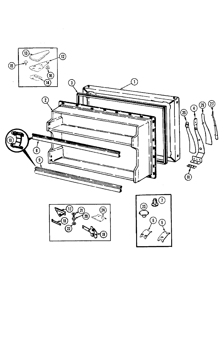 FREEZER DOOR Diagram and Parts List for GT23X8A DF92A Admiral Refrigerator