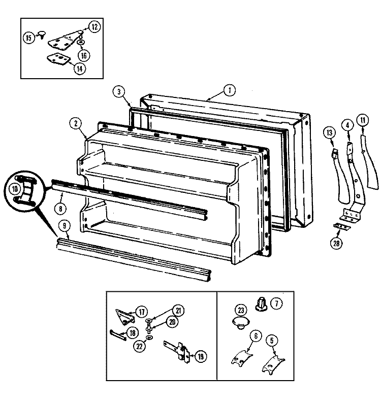FREEZER DOOR Diagram and Parts List for RB153PA DG19A Amana Refrigerator
