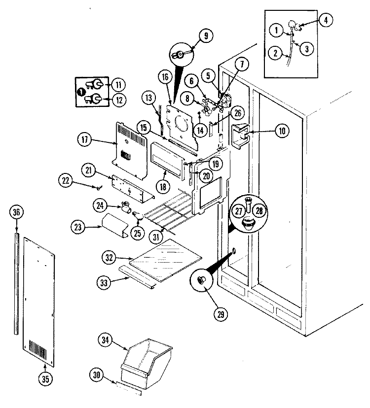 FREEZER COMPARTMENT Diagram and Parts List for RCE224RDV DS38A Maytag Refrigerator