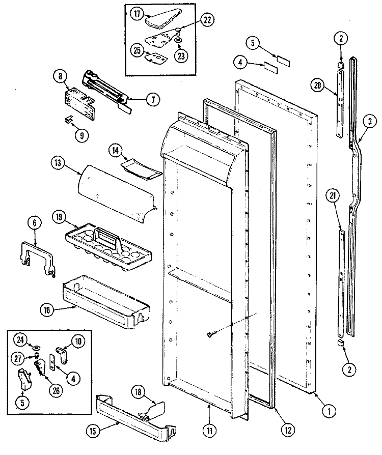 FRESH FOOD DOOR Diagram and Parts List for RCE224RDA DS39A Admiral Refrigerator