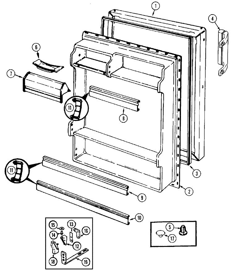 FRESH FOOD DOOR Diagram and Parts List for RB150PA  Magic Chef Refrigerator