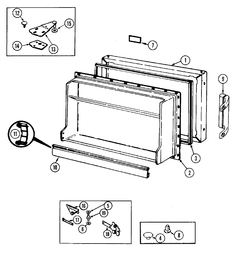 FREEZER DOOR Diagram and Parts List for RB150PA  Magic Chef Refrigerator