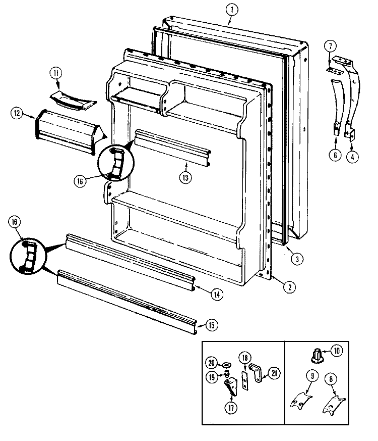 FRESH FOOD DOOR Diagram and Parts List for RB151PLW DG02C Amana Refrigerator