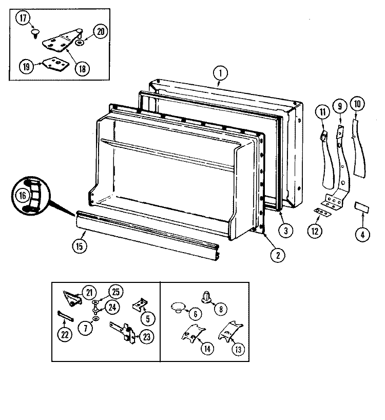 FREEZER DOOR Diagram and Parts List for RB151PLW DG02C Amana Refrigerator