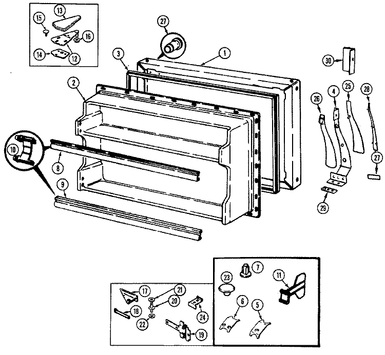 FREEZER DOOR Diagram and Parts List for RB214RFA DG80A Magic Chef Refrigerator