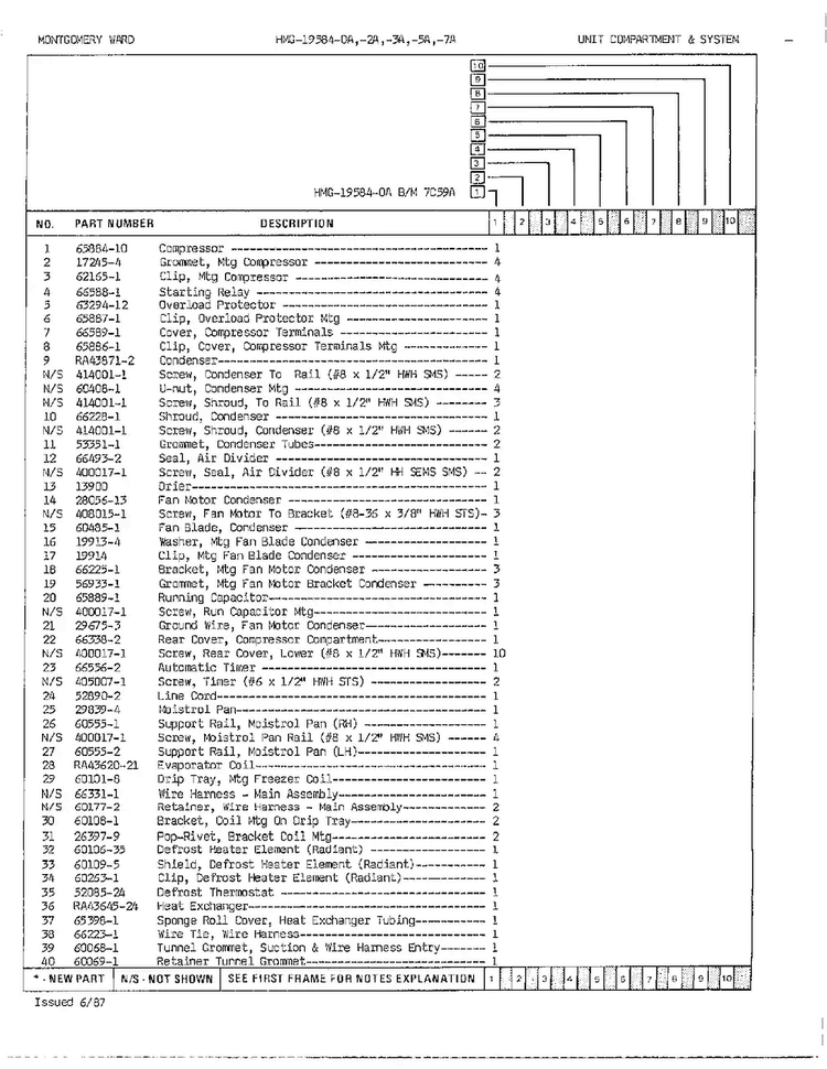 Unit Compartment And System Page 2 Diagram and Parts List for 19584A  Admiral Refrigerator