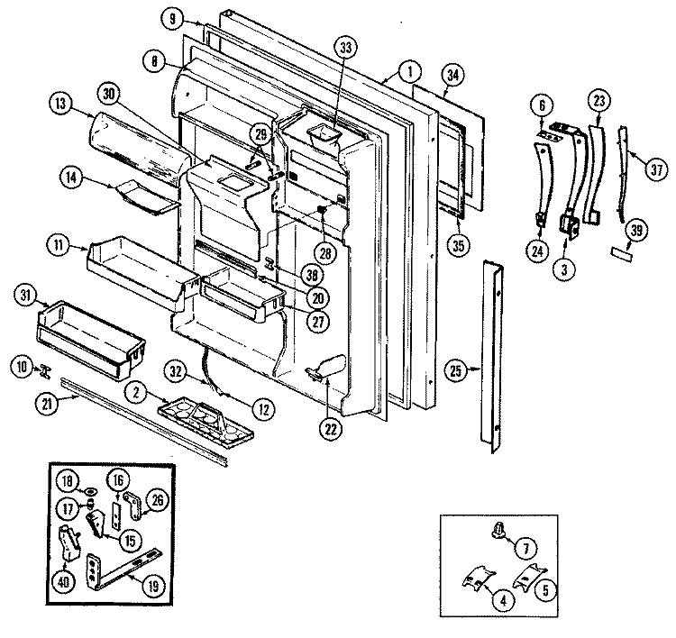 FRESH FOOD DOOR Diagram and Parts List for RB234RDA DG86A Admiral Refrigerator