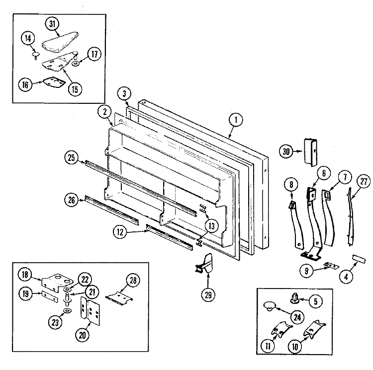 FREEZER DOOR Diagram and Parts List for RB234RDA DG86A Admiral Refrigerator