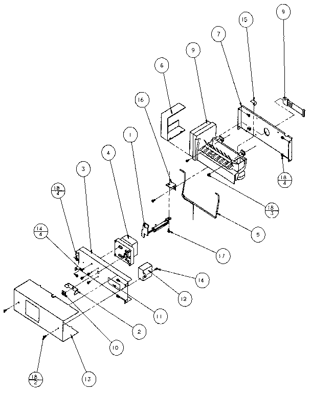 Ice Bucket And Ice Maker Diagram and Parts List for 36271-P1121801W  Amana Refrigerator