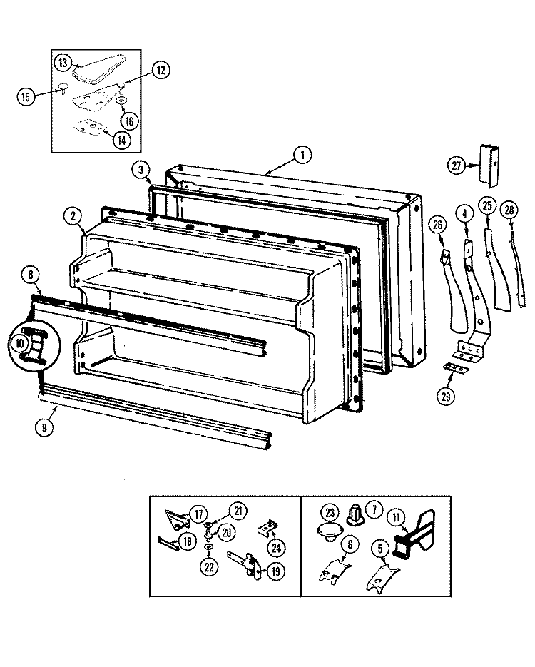 FREEZER DOOR Diagram and Parts List for HRNT23393A DF99A Hoover Refrigerator