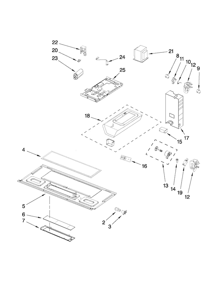 Interior And Ventilation Parts Diagram and Parts List for MMV1164WB1  Maytag Microwave