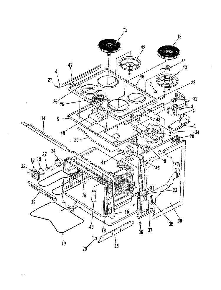 BODY Diagram and Parts List for 38FK-4EXW-FZ  Magic Chef Range
