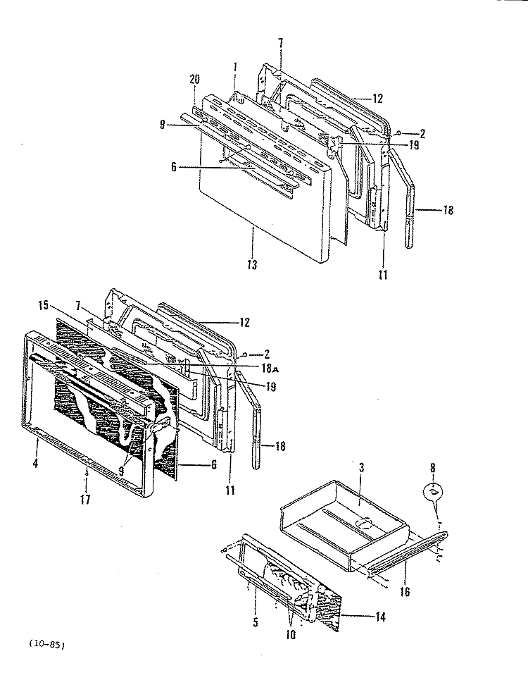 DOOR Diagram and Parts List for 38FN-2C  Magic Chef Range